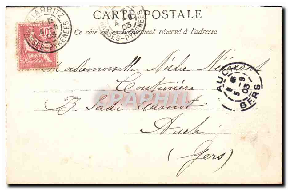 CPA Biarritz Rochers De La Vierge A Maree Basse — Verso
