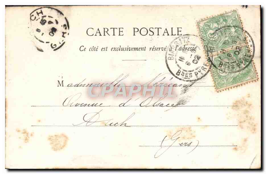CPA Biarritz Casino De La Place Bellevue — Verso