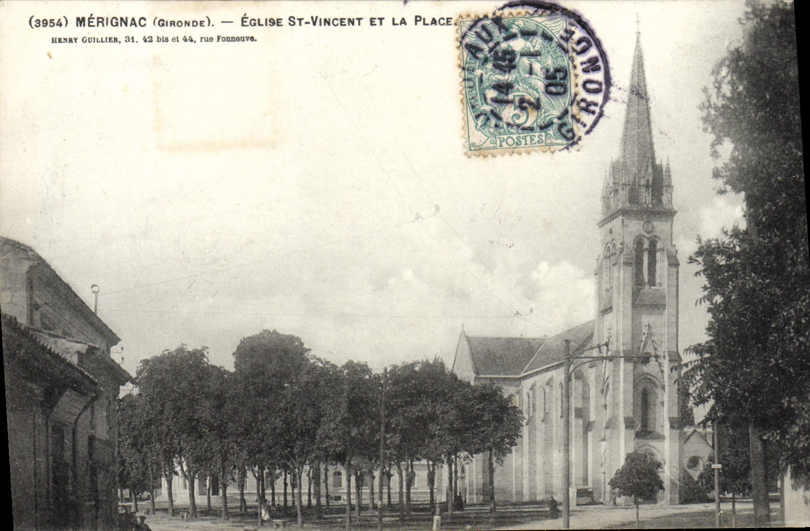 CPA Merignac Eglise St Vincent Et La Place
