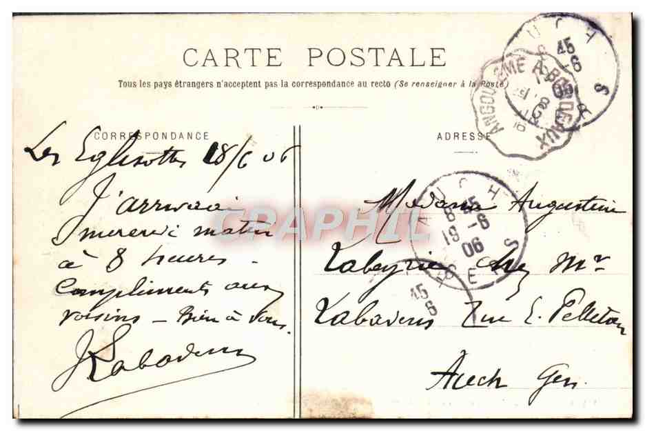 Les Eglisottes, près Coutras — Le grand pont sur la Dronne — Henry Guillier, 34, 42 bis et 44, rue Fonneuve — Verso