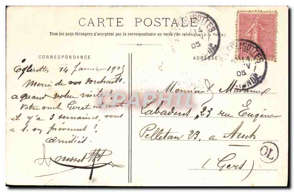 CPA Les Eglisottes Pres Coutras Bords de la Dronne pres le pont metallique — Rückseite
