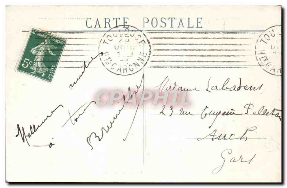 CPA Toulouse Jardin Lafayette Moise — Verso