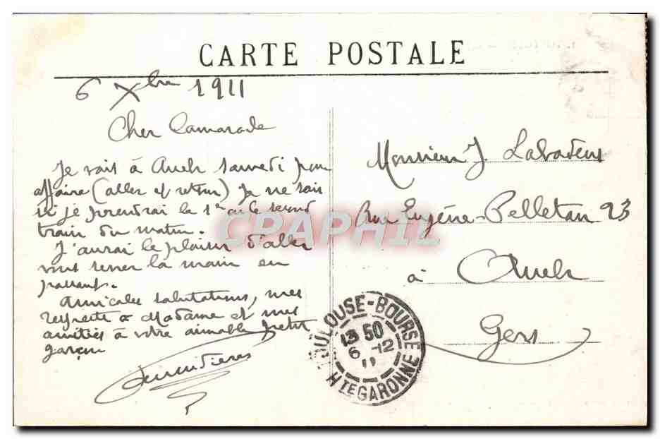 CPA Toulouse Capitole Le Theatre — Verso
