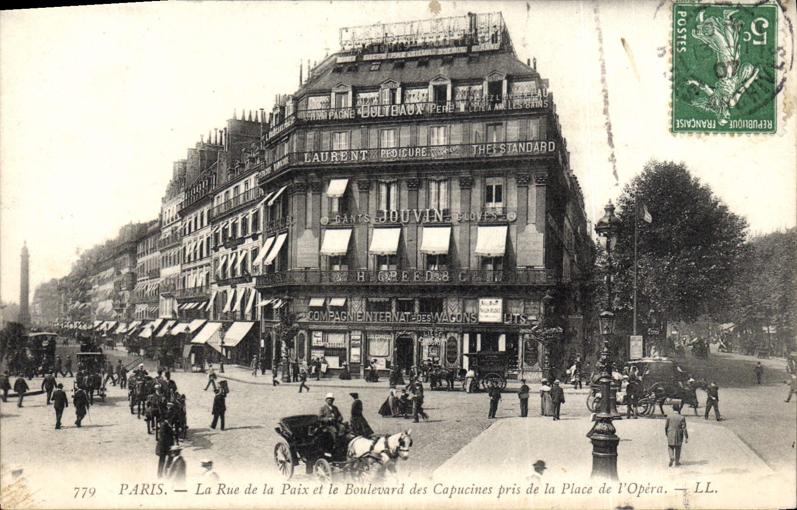 CPA Paris La Rue De La Paix Et Le Boulevard Des Capucines Pris De La Place De I'Opera