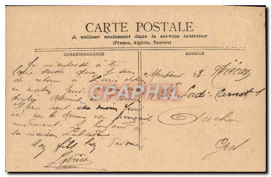 CPA Paris La Madeleine Rue Royale — Verso