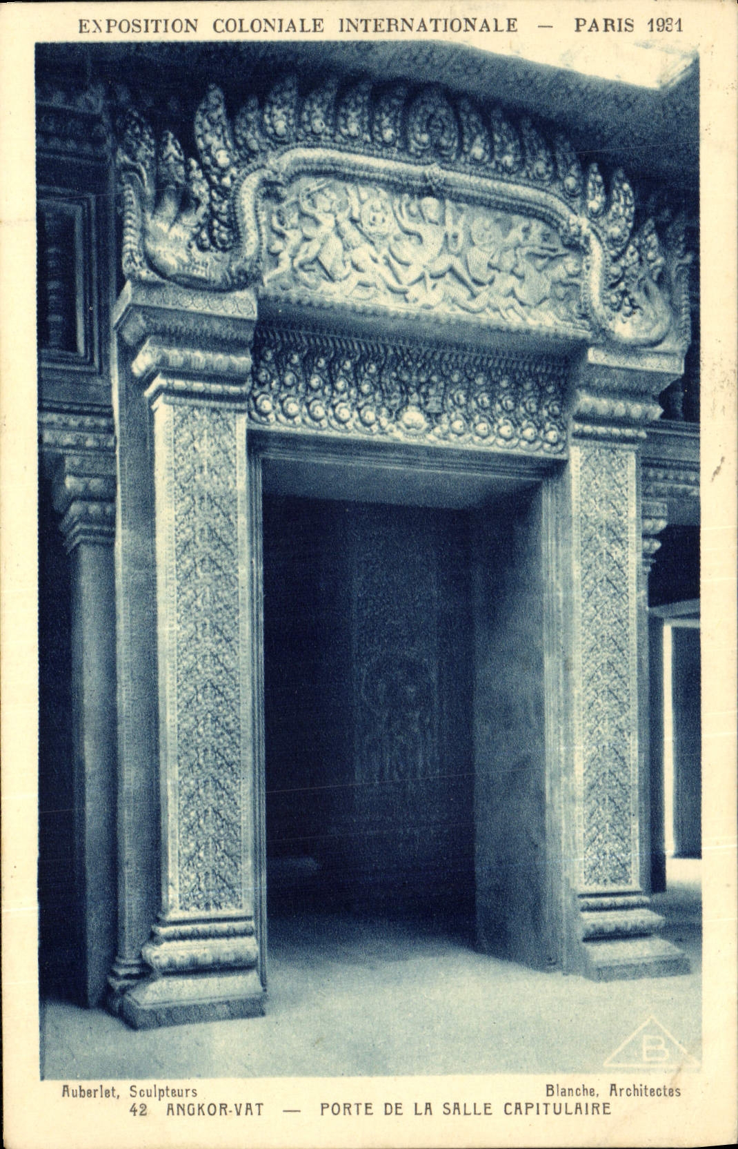 CPA Exposition Coloniale Internationale Paris 1931 Angkor Vat Porte de la salle capitulaire