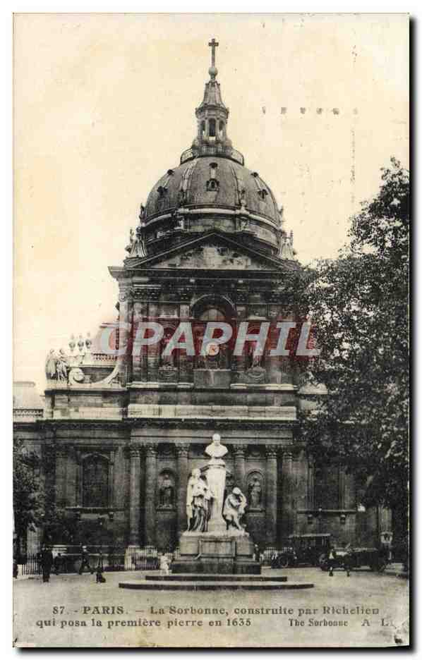 CPA Paris La Sorbonne Construite Par Richelieu Flamme Goutez le nouveau cigare diplomate Tabac