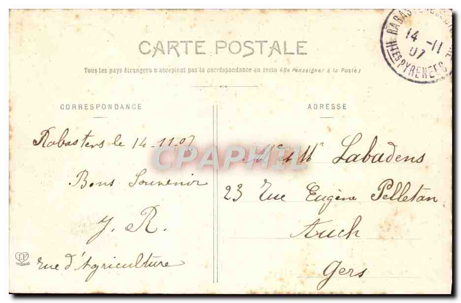 CPA Rabastens sur l'Adour Le Lavoir — Rückseite