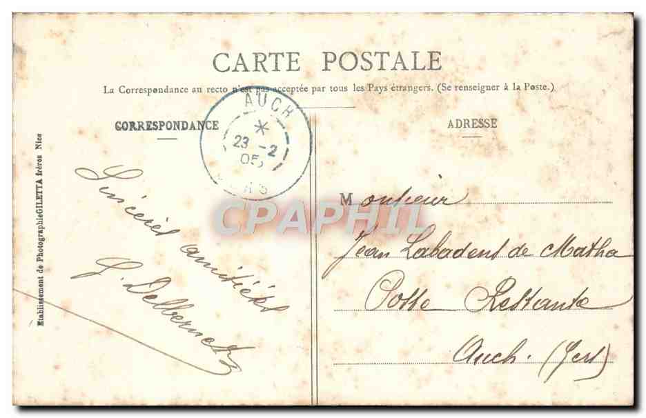 CPA Cannes Boulevard De La Croisette — Verso