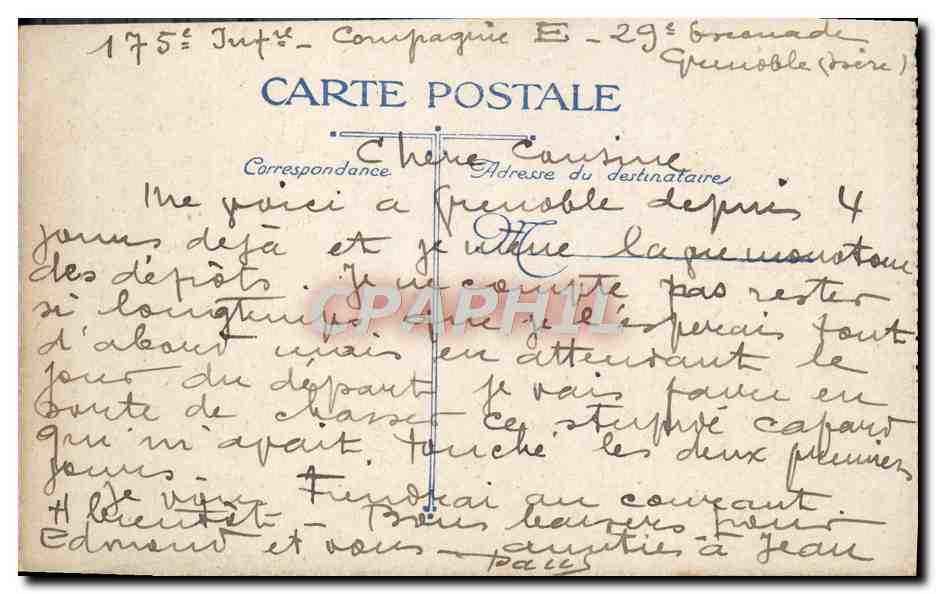 CPA Grenoble Avenue Alsace Lorraine — Rückseite