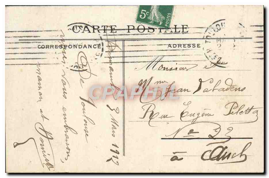CPA Toulouse Entree Du Parc toulousain — Back