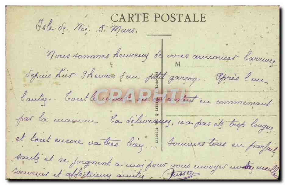 Place Foch - Monument aux enfants de l'Isle de Noé — Morts pour la France 1914-1918. — Verso