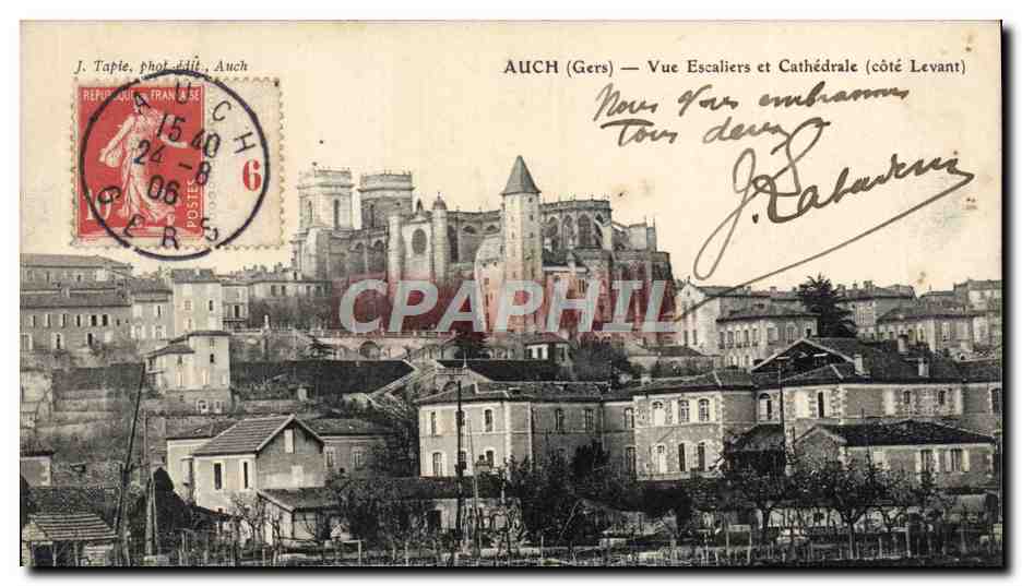 CPA Auch Vue Escaliers Et Cathedrale