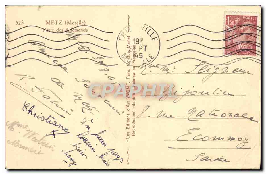 CPA Metz Porte Des Allemands — Back