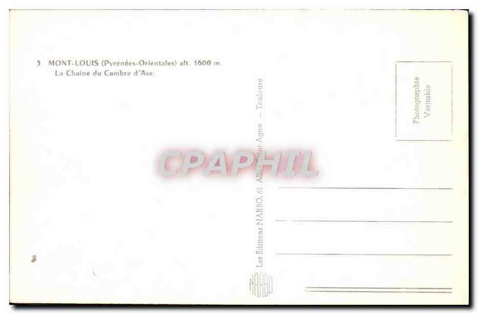 CPA Mont Louis La Chaine Du Cambre D'Ase — Rückseite