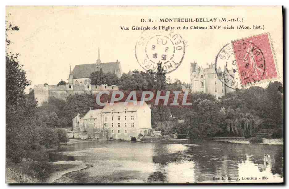 CPA Montreuil Bellay Vue Generale De I'Eglise Et Du Chateau