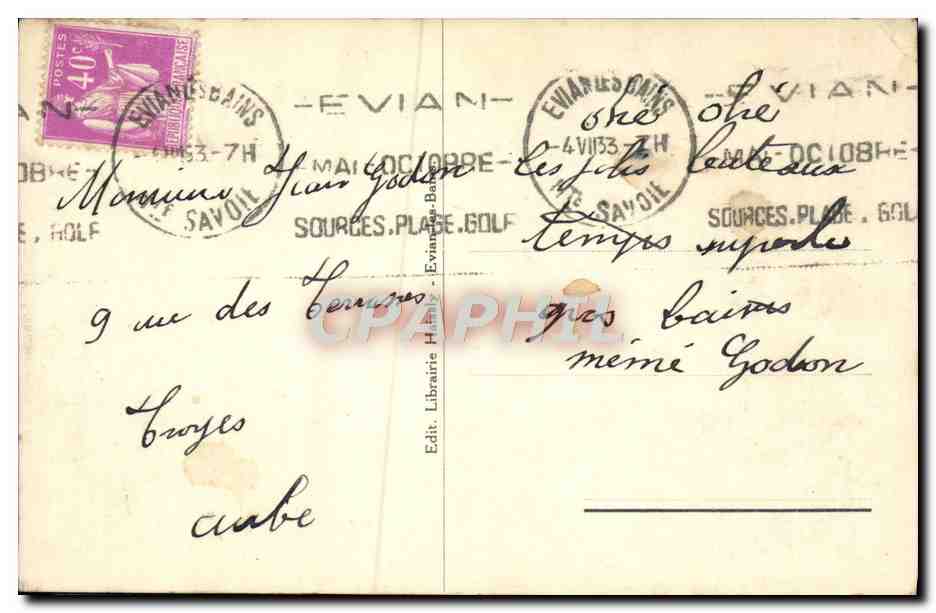 Évian-les-Bains — Le Débarcadère — Éditeur Savoile — Reverso