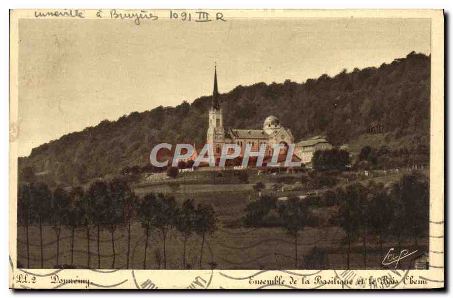 Innerville à Bruyères 1909 — Ensemble de la Basilique et le Ruisseau d'Ébém — Domrémy