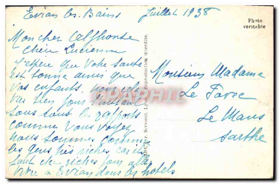 CPM Evian Les Bains Le Lac Et les Memises Bateau  — Verso