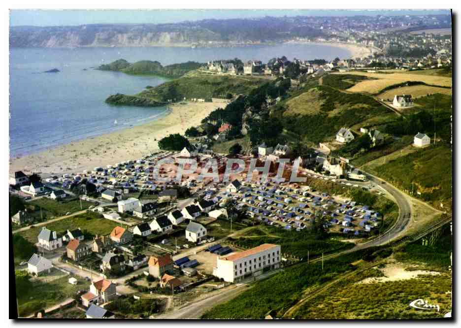 CPM Erquy Vue Generale Aerienne De Caroual etu vue sur le port