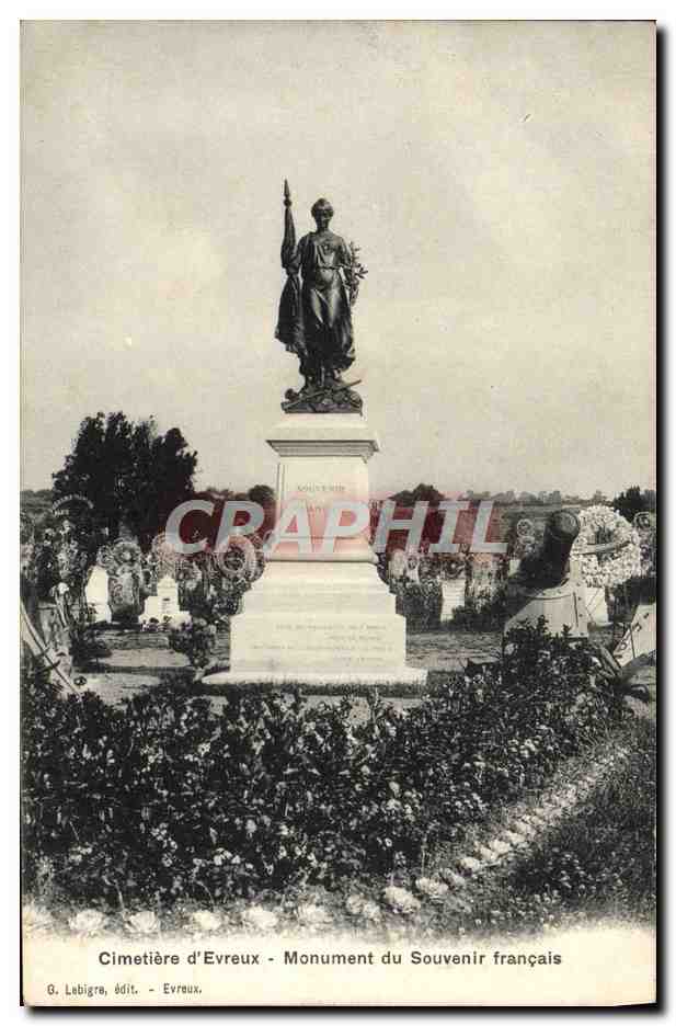 CPA Evreux Monument Du Souvenir Francais Cimetiere Militaria