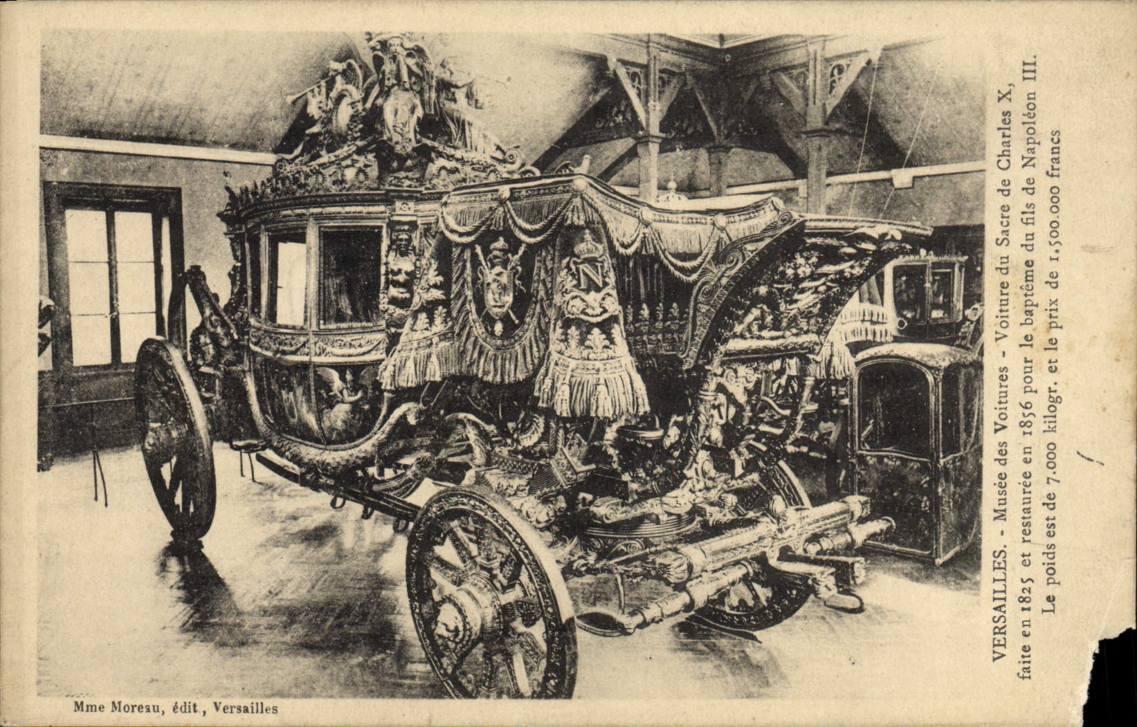 Antike Ansichtskarte Versailles Museum der Autos Auto der Krönung von Charles X