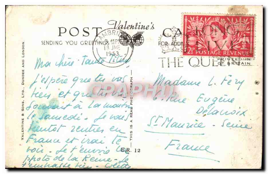 CPA Queen Elizabeth II — Rückseite