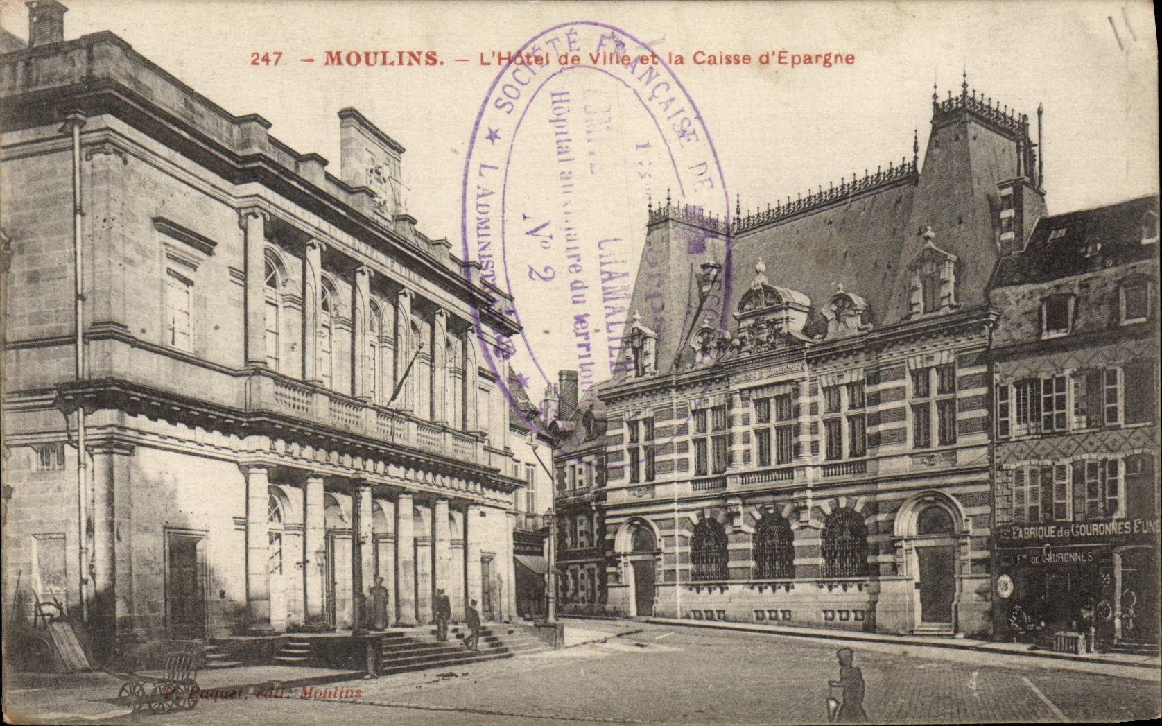 CPA Moulins L'Hotel De Ville Et La Caisse D'Epargne