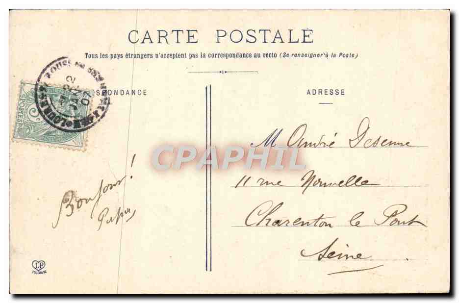 CPA Montrejeau Le Clocher — Verso