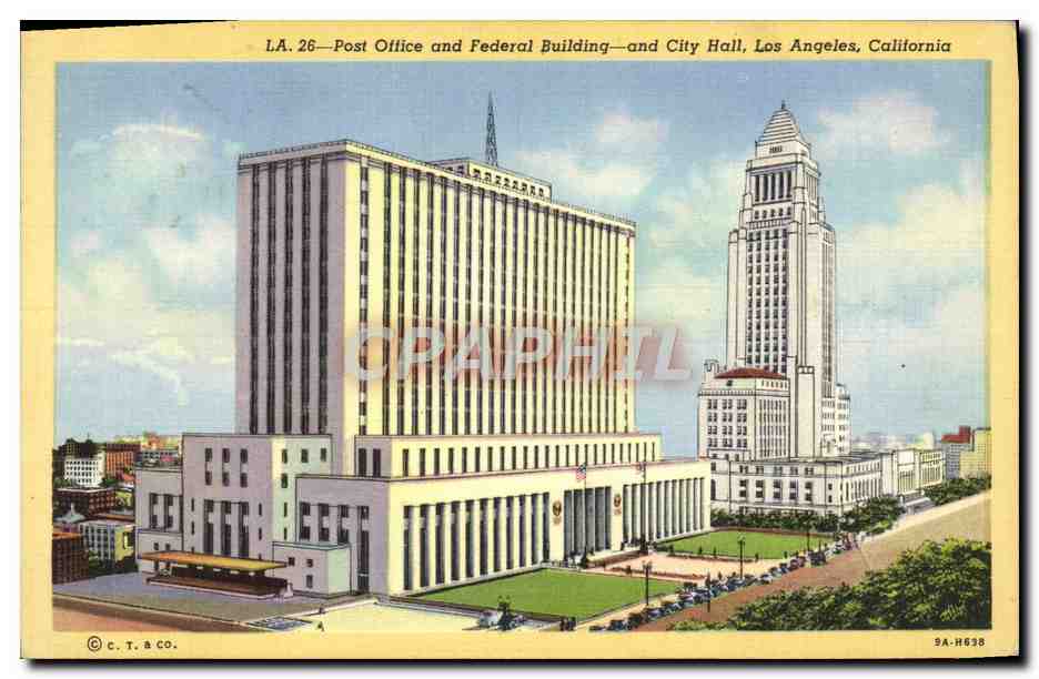 Post Office and Federal Building — City Hall, Los Angeles, California — C. T. & CO. n° 9A-H638