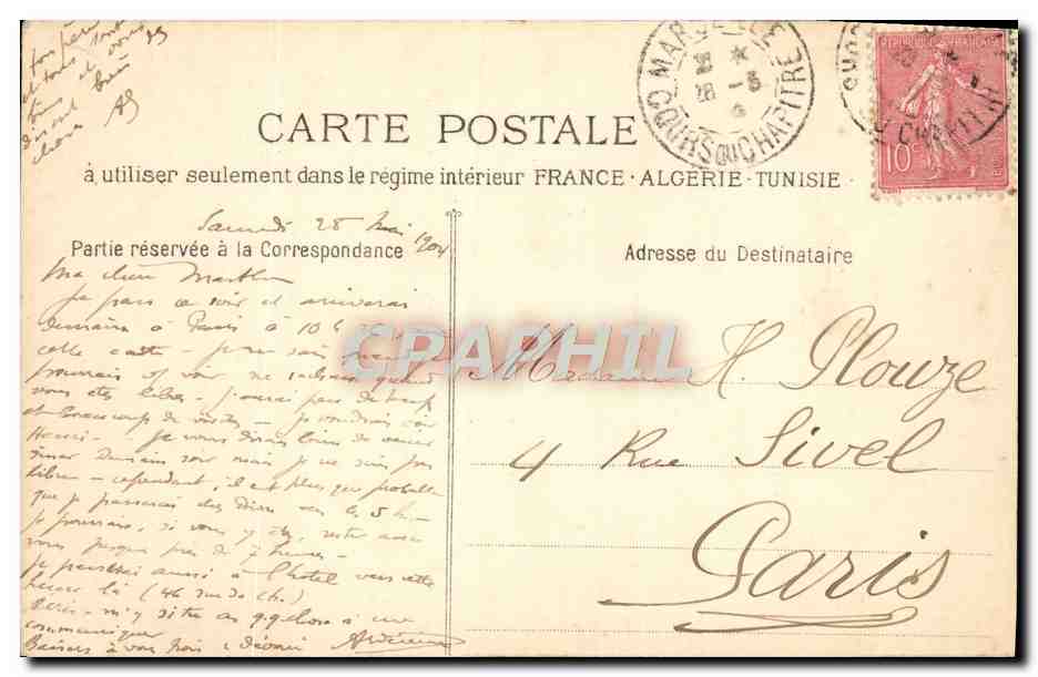 CPA Marseille Le Prado Tramway — Rückseite