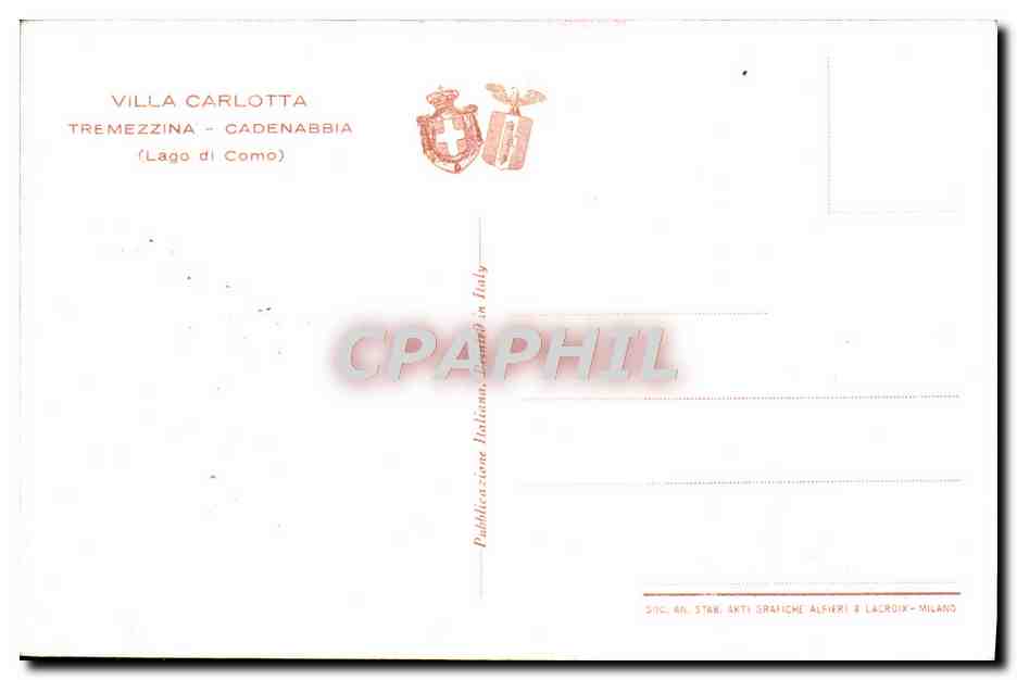 CPA Villa Carlotta Tremezzina Cadenabbia Lago di Como — Rückseite