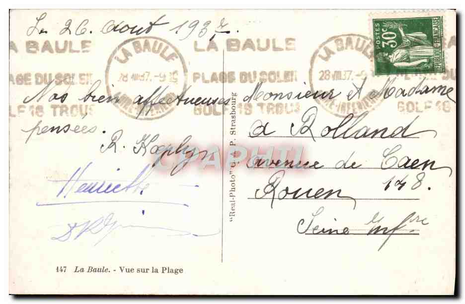 CPM La Baule Vue Sur La Plage — Verso