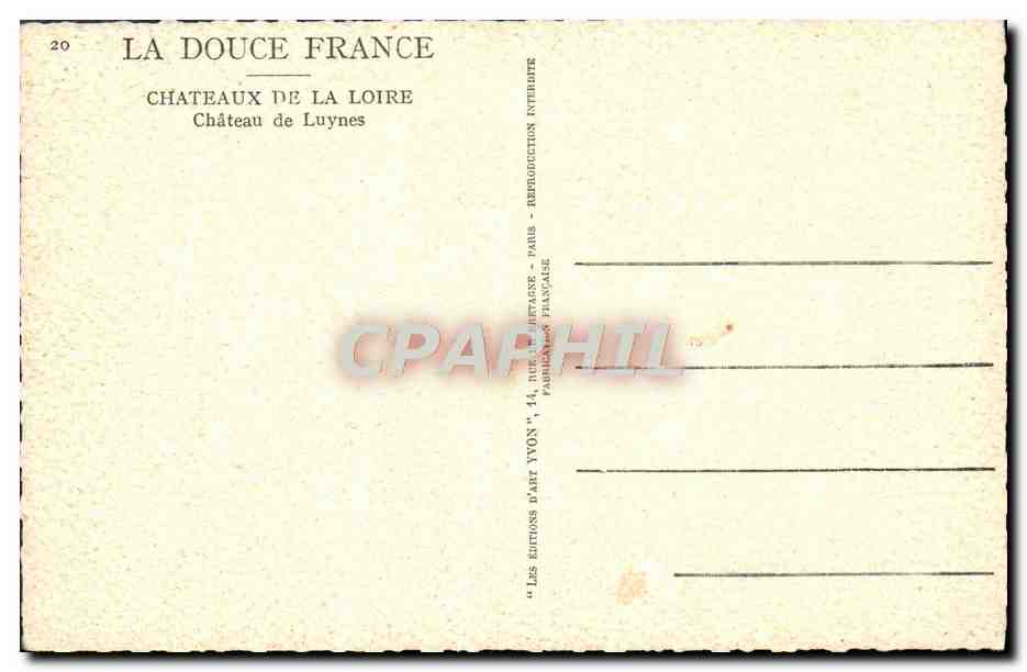 CPA Chateaux De La Loire Chateau De Luynes — Rückseite