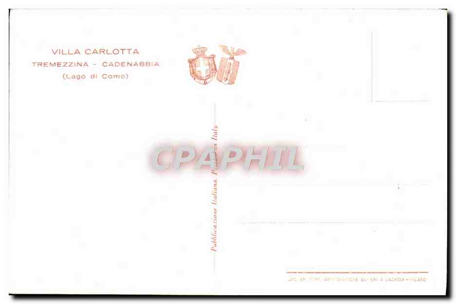 CPA Villa Carlotta Tremezzina Cadenabbia Lago di Como — Rückseite