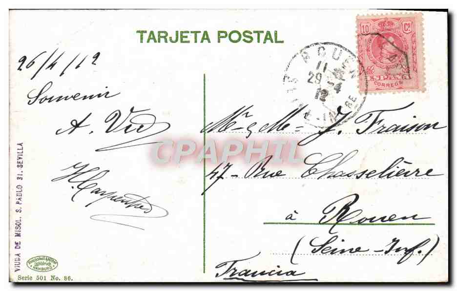 CPA Sevilla Detalles De Los Salones Del Aicazar — Rückseite