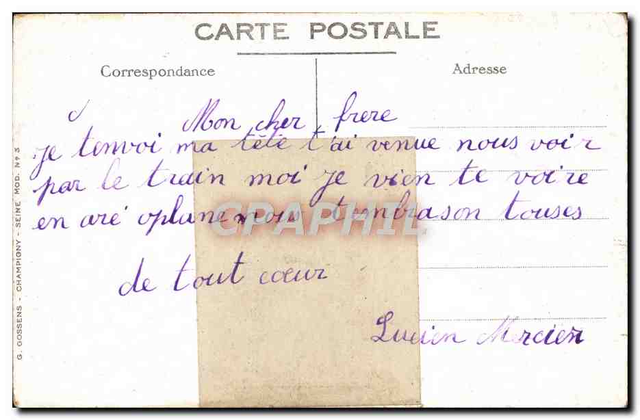 CPA Avion Enfant — Verso