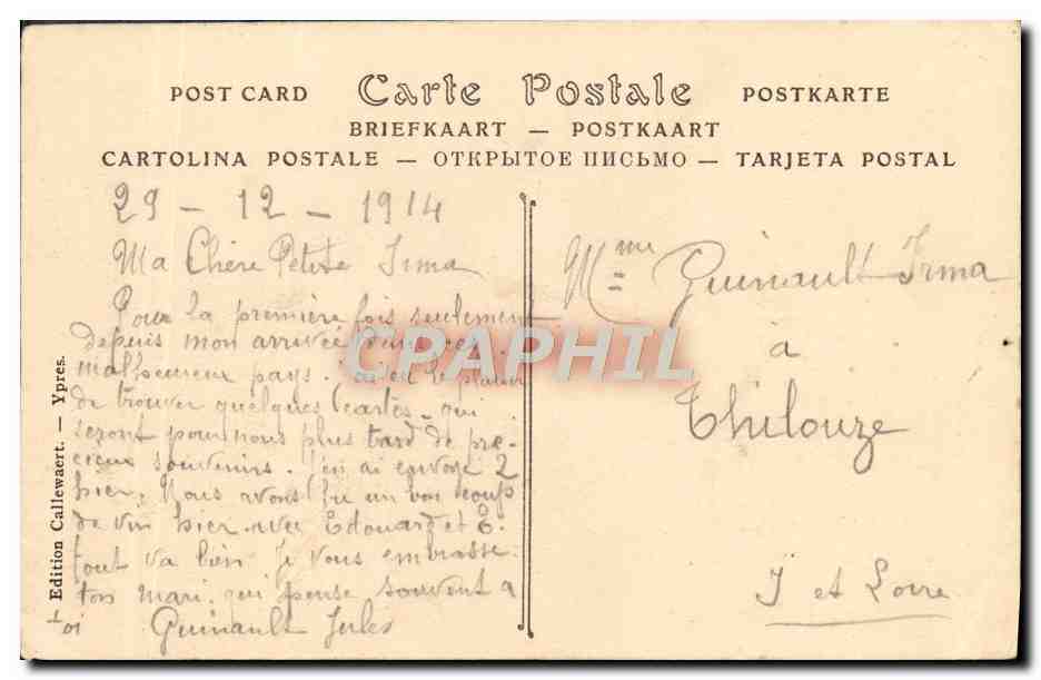 CPA Ypres La Cathedrale Eglise Saint Martin — Back