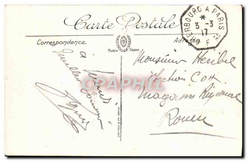 CPA Cherbourg Rue De La Fontiane — Rückseite