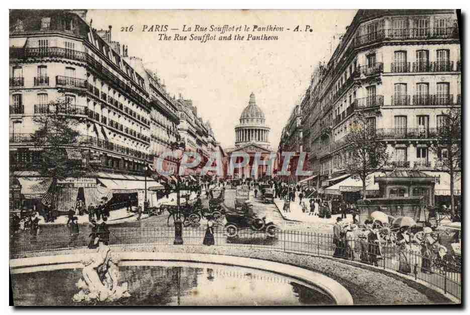 CPA Paris La Rue Soufflot Et Le Pantheon automobile