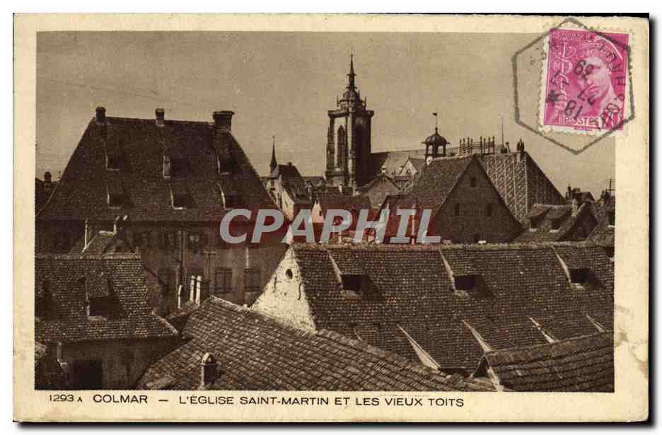 Colmar — L'église Saint-Martin et les vieux toits — éditeur Bram & Cie, n° 1293A