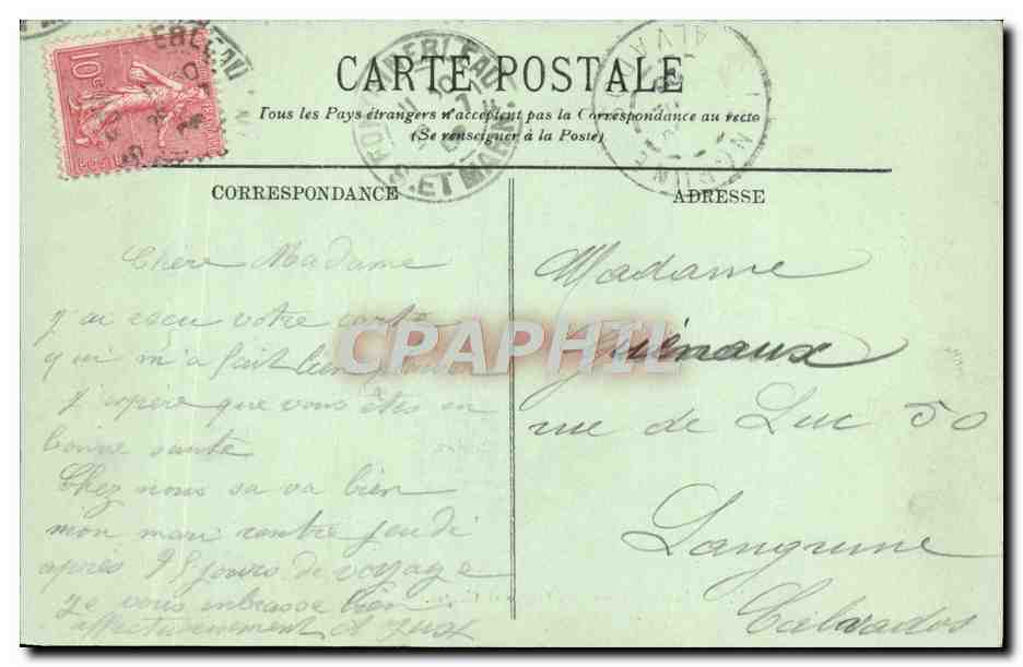 Fontainebleau — El Palacio — El Estanque de los Carpes — LL. — Reverso