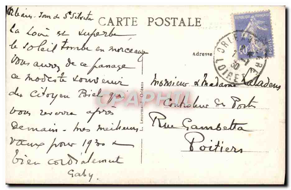 CPA Orleans Plaque Commemorative De I'Entree De Jeanne d'Arc a Orleans  — Verso