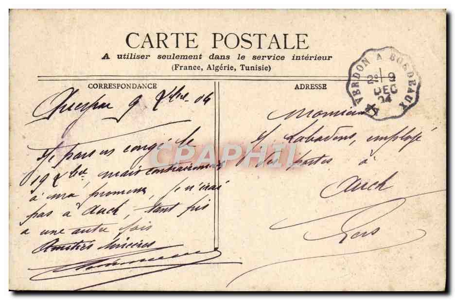 CPA Versailles Le Parc — Verso