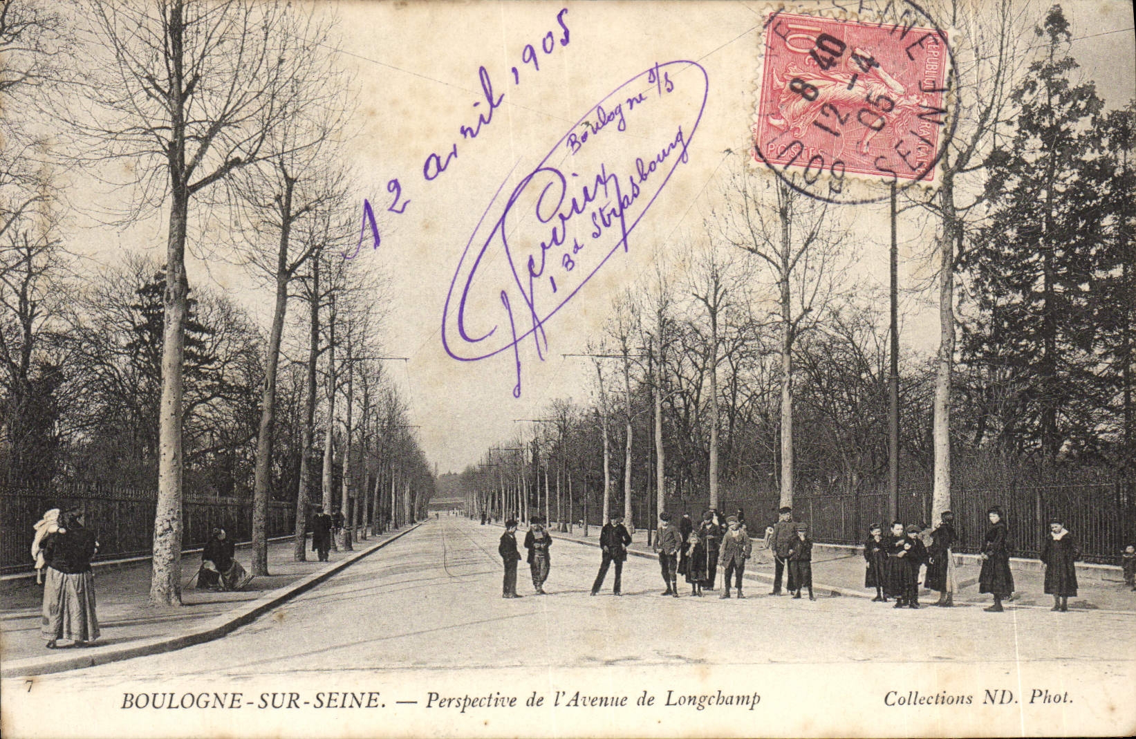 CPA Boulogne Sur Seine Perspective de l'avenue de Longchamp