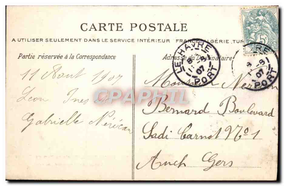 CPA Le Havre Entree au Port du bateau venant de Trouville  — Rückseite