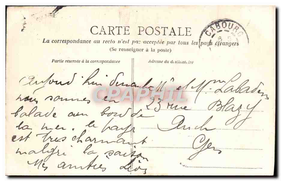 CPA Cabourg La plage Enfants — Rückseite