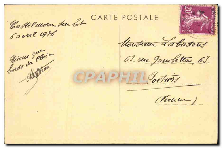 Saint-Sylvestre (Lot-et-Garonne) — Vue sur la vallée du Lot — éditée par C. P. A. (Lot-et-Garonne) — Rückseite