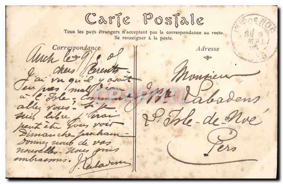 CPA Toulouse La Grande Allee du Jardin des Plantes — Verso
