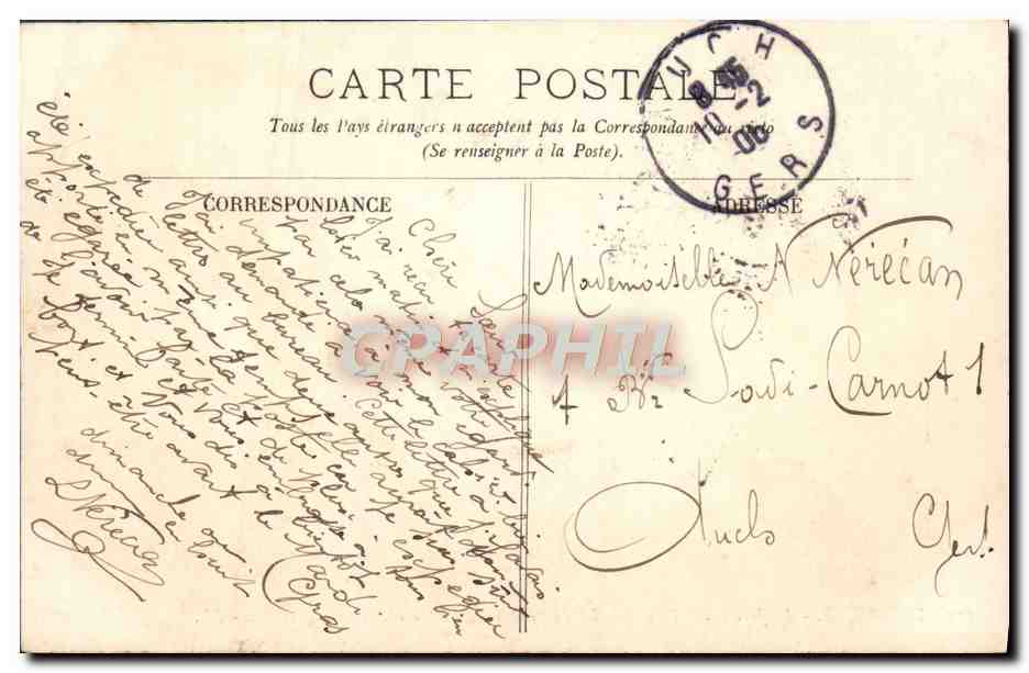 CPA Toulouse Le Jardin des Plantes La Fontaine et la Statue d'Armand Sylvestre — Verso